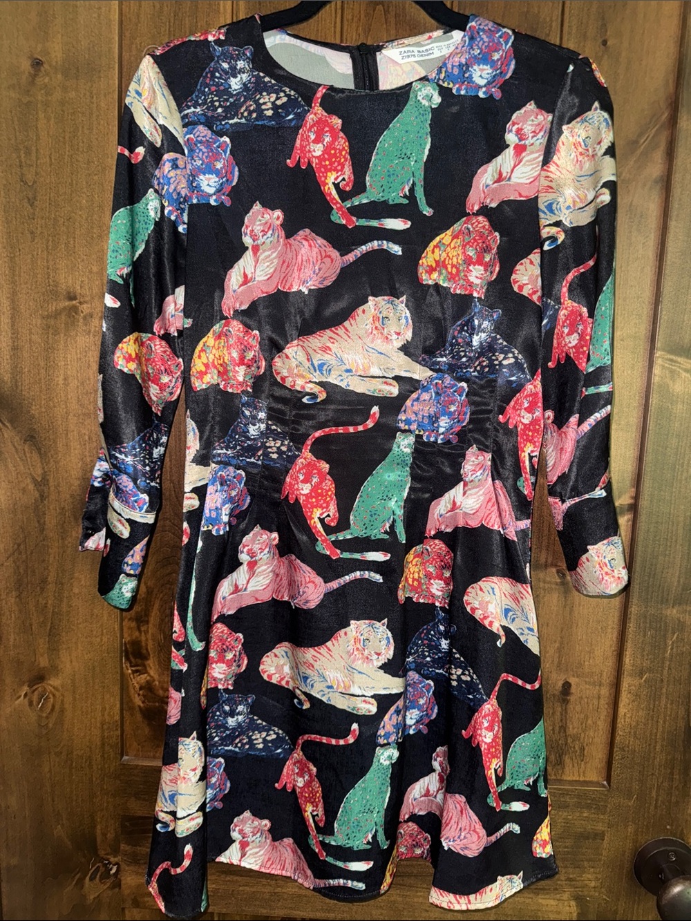 Zara Black Dress with Multicolor Floral and Animal Print